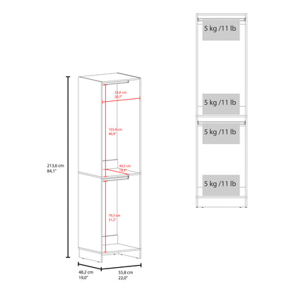 White 84" Hanging Dresser with Two Rods