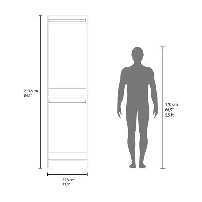 White 84" Hanging Dresser with Two Rods