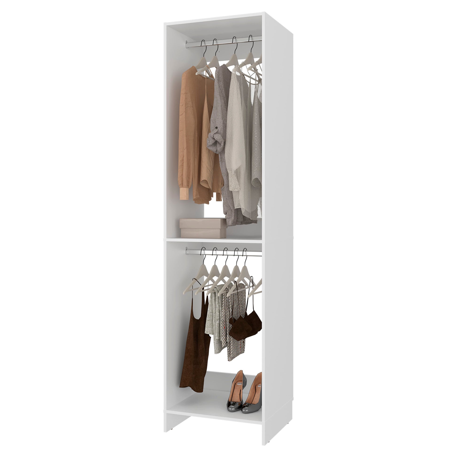 White 84" Hanging Dresser with Two Rods