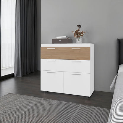 White Natural Wood Dresser - 34.6" Wide Storage
