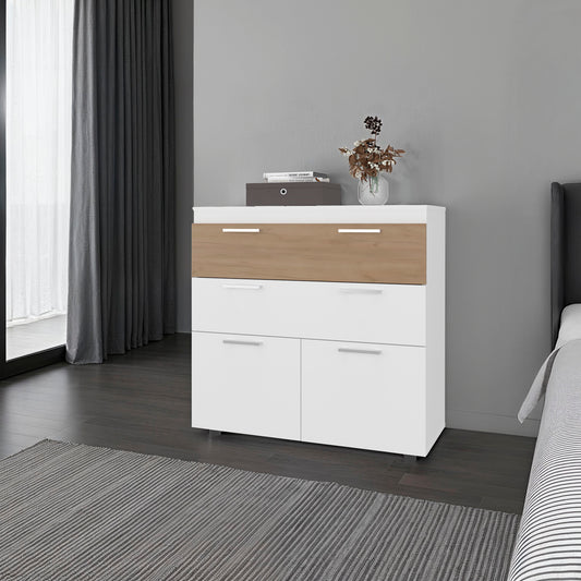 White Natural Wood Dresser - 34.6" Wide Storage