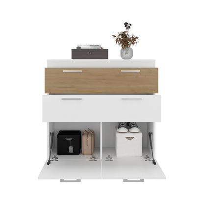 White Natural Wood Dresser - 34.6" Wide Storage