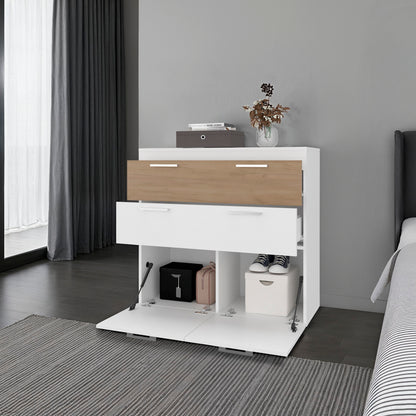 White Natural Wood Dresser - 34.6" Wide Storage