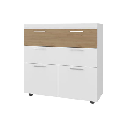 White Natural Wood Dresser - 34.6" Wide Storage