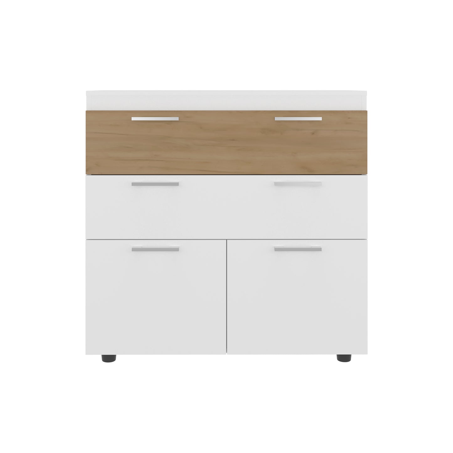 White Natural Wood Dresser - 34.6" Wide Storage