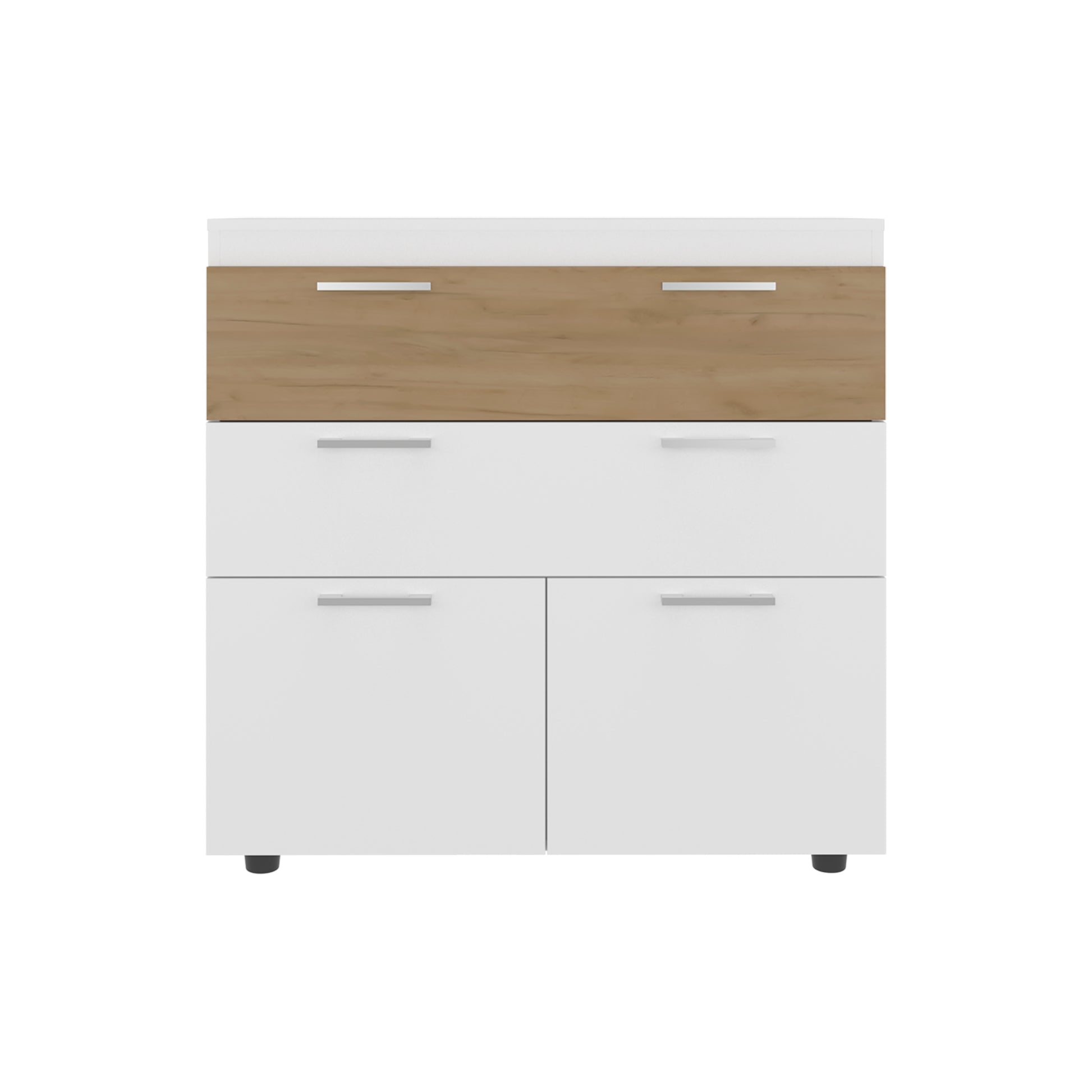 White Natural Wood Dresser - 34.6" Wide Storage