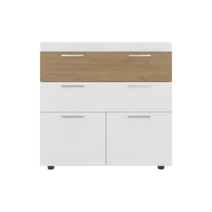 White Natural Wood Dresser - 34.6" Wide Storage