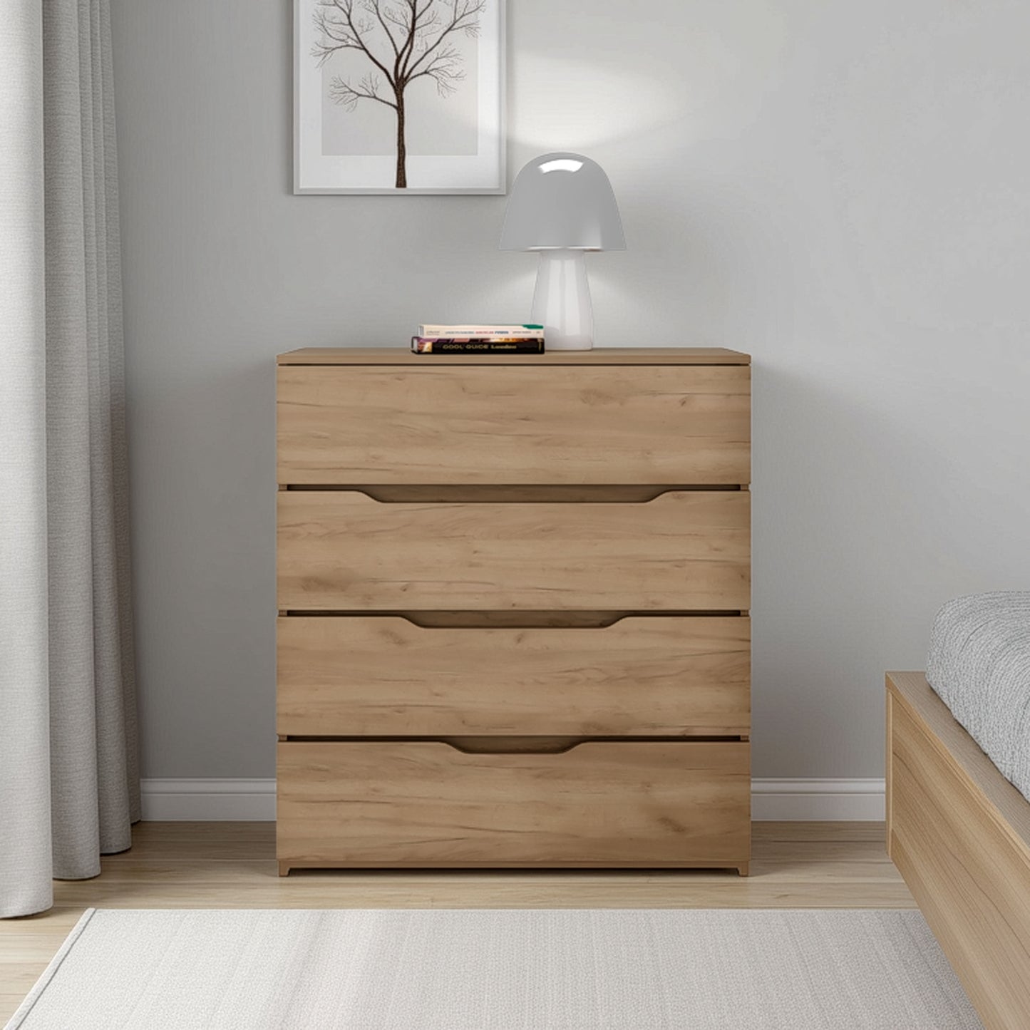 Natural Engineered Wood Dresser - 35.1" 4 Drawer Chest