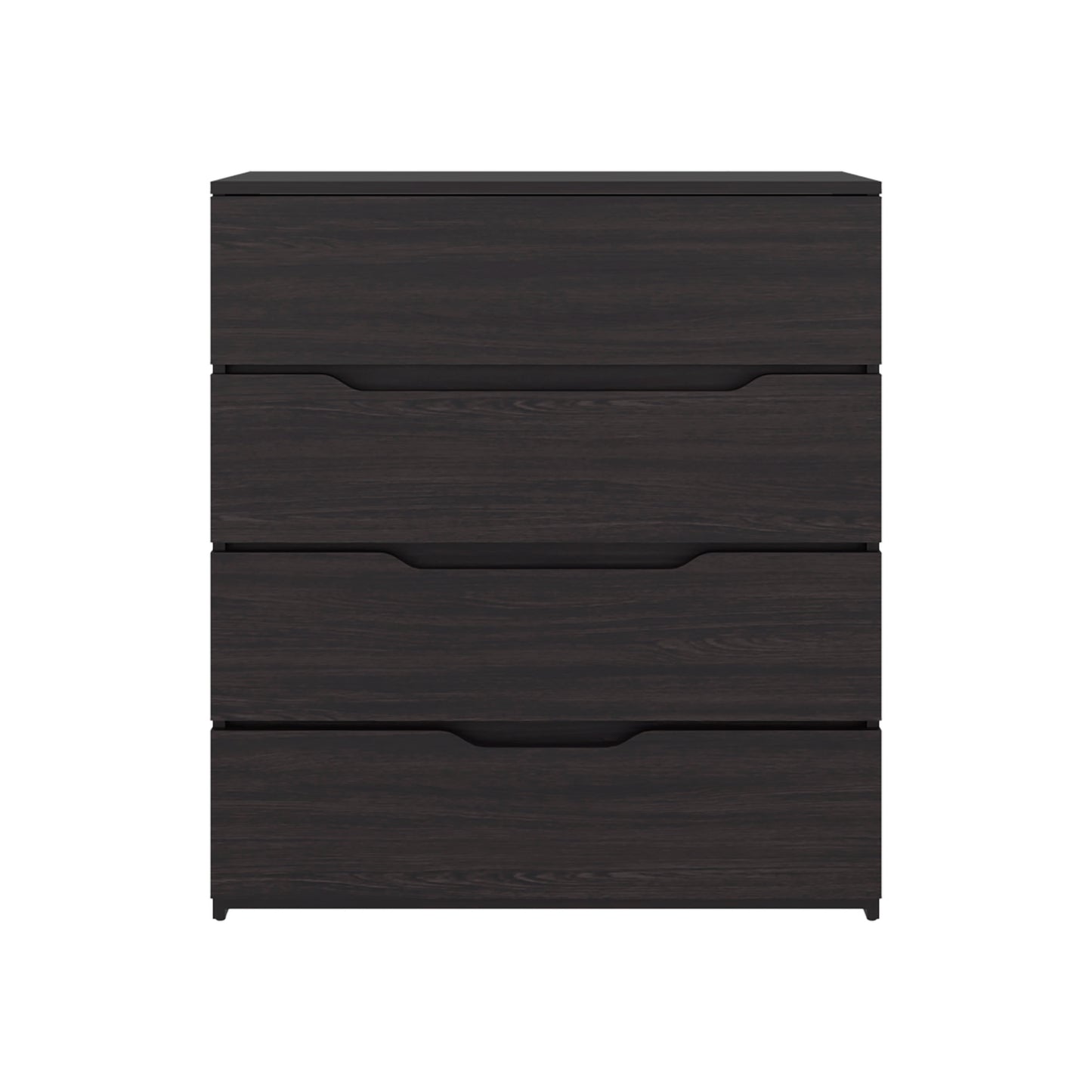 Black Engineered Wood Dresser - 4 Drawers, 35.1" Wide for Bedroom