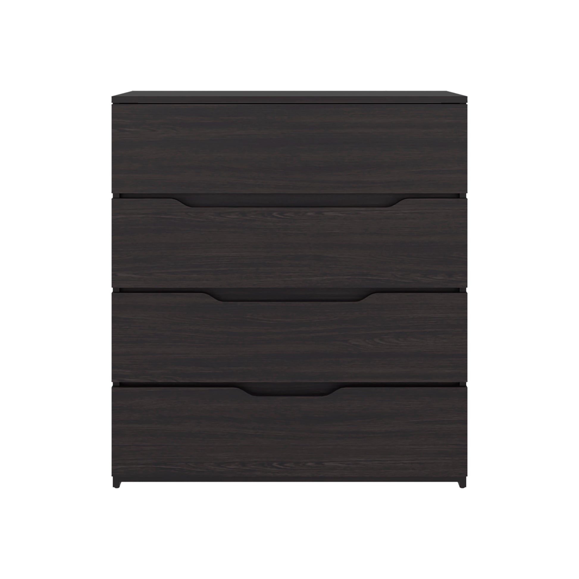 Black Engineered Wood Dresser - 4 Drawers, 35.1" Wide for Bedroom