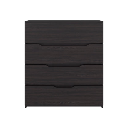 Black Engineered Wood Dresser - 4 Drawers, 35.1" Wide for Bedroom