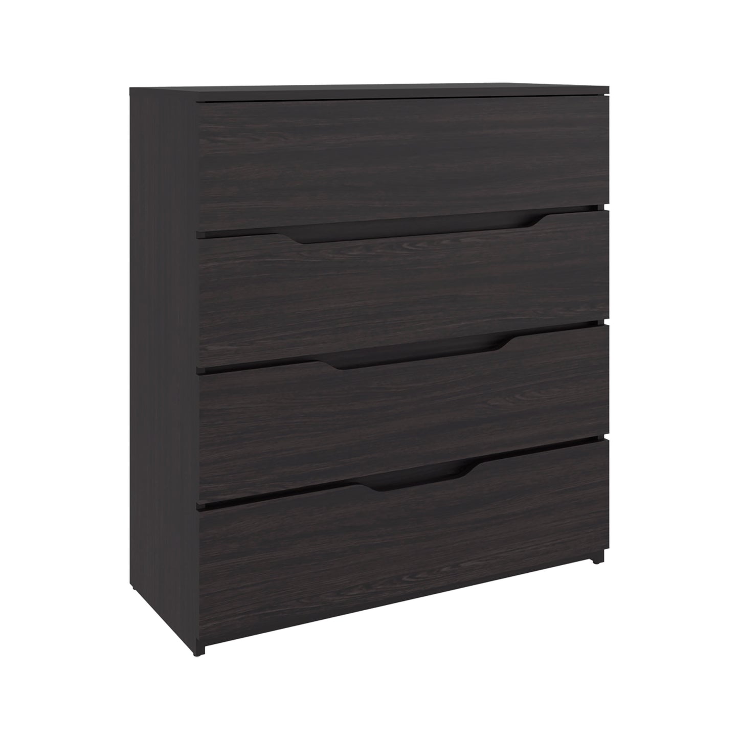 Black Engineered Wood Dresser - 4 Drawers, 35.1" Wide for Bedroom