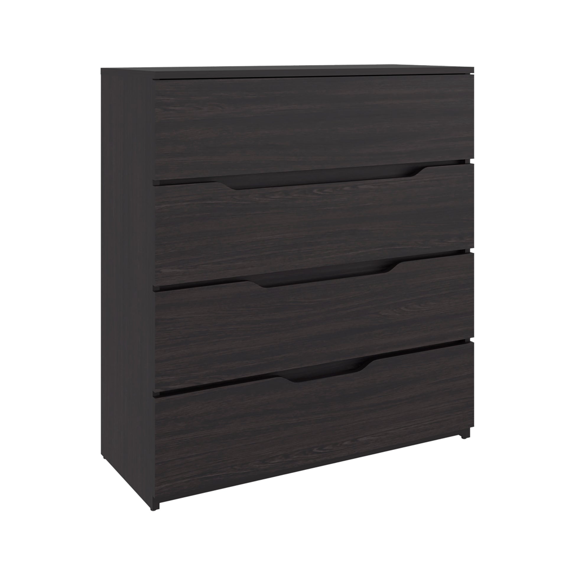 Black Engineered Wood Dresser - 4 Drawers, 35.1" Wide for Bedroom