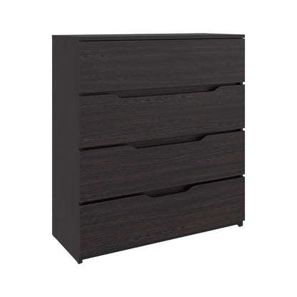 Black Engineered Wood Dresser - 4 Drawers, 35.1" Wide for Bedroom