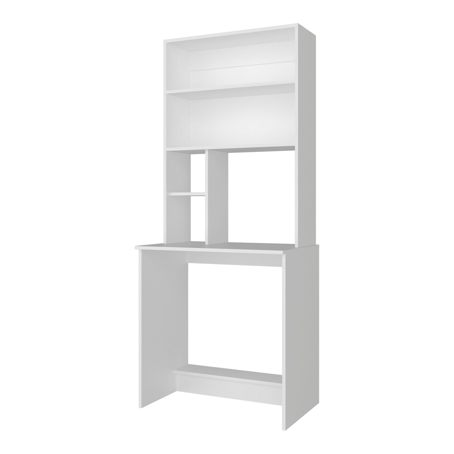 White Computer Desk with Storage Shelves - 71" Workspace