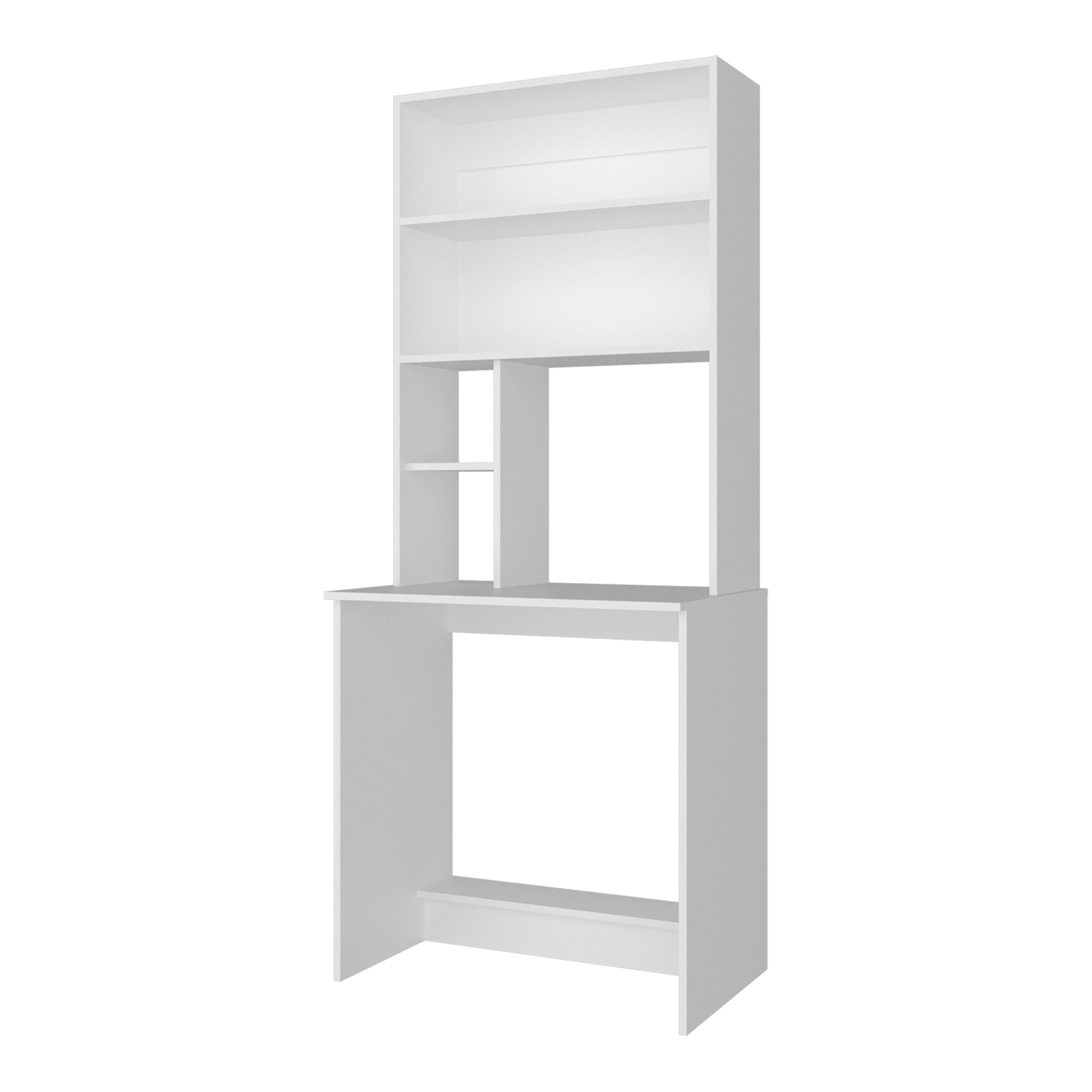 White Computer Desk with Storage Shelves - 71" Workspace