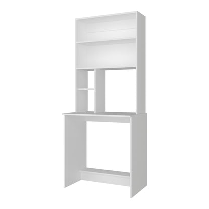 White Computer Desk with Storage Shelves - 71" Workspace