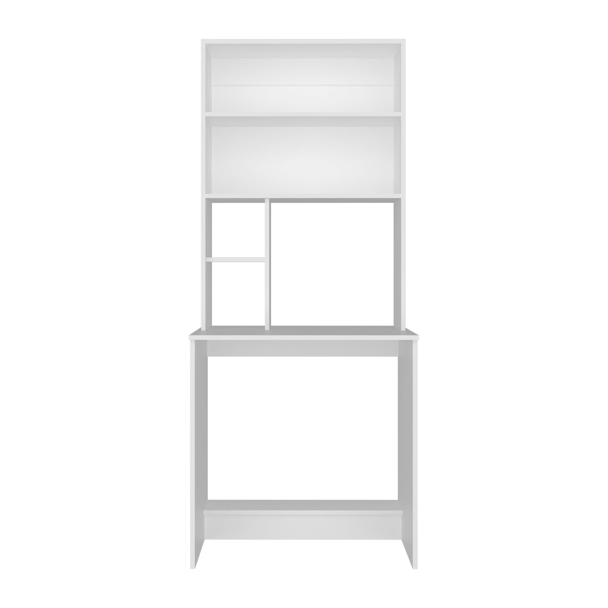 White Computer Desk with Storage Shelves - 71" Workspace