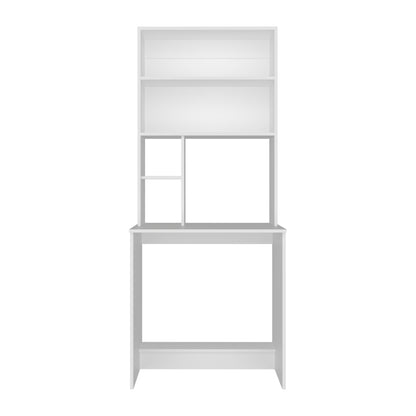 White Computer Desk with Storage Shelves - 71" Workspace