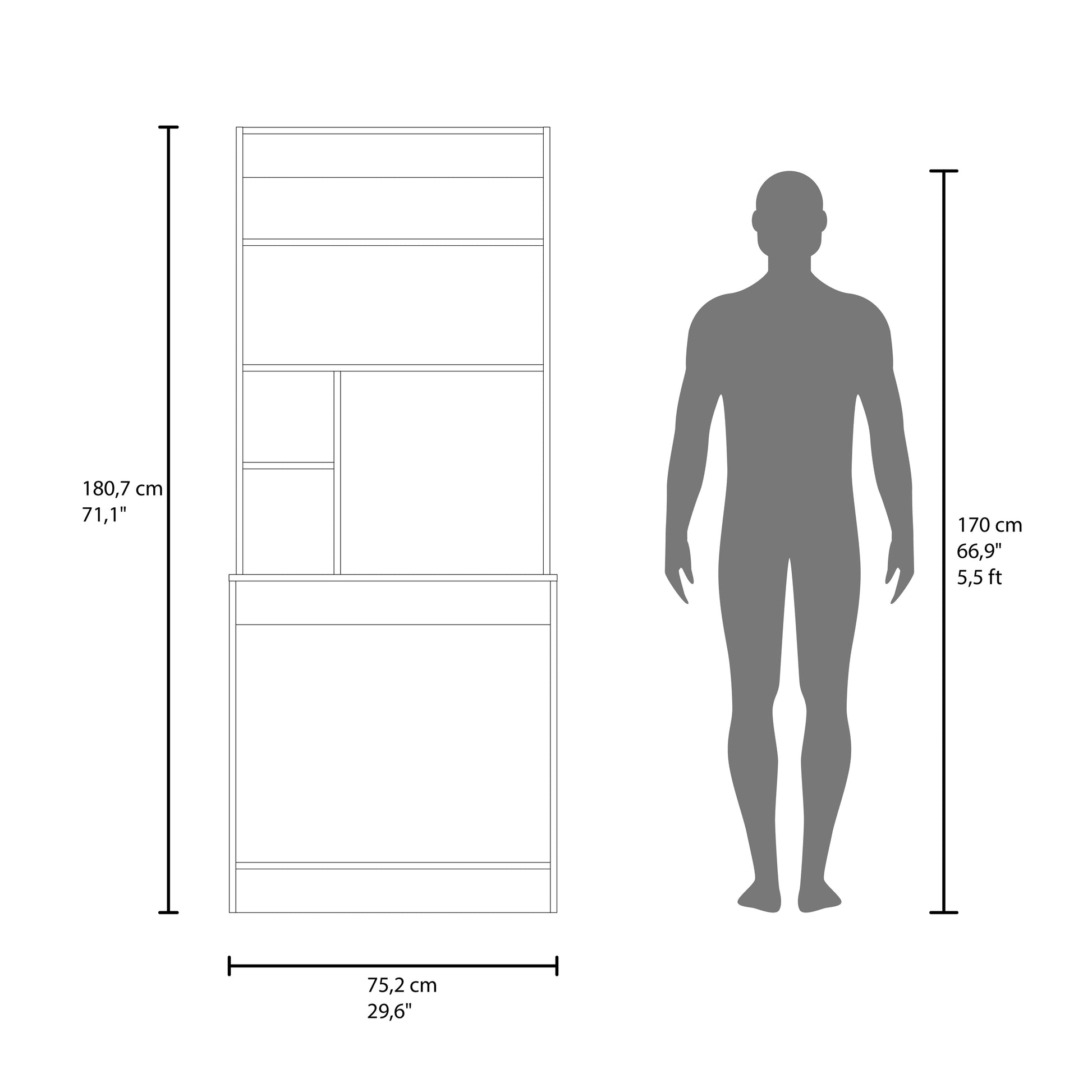 White Computer Desk with Storage Shelves - 71" Workspace
