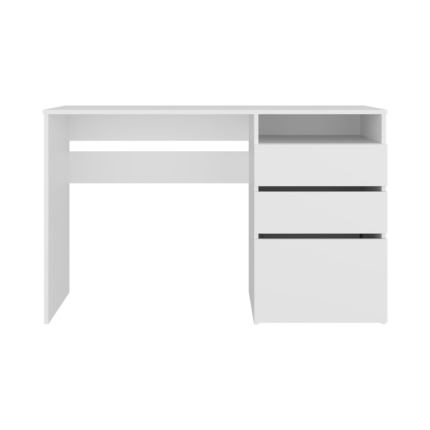 White 3-Drawer Computer Desk with Storage Shelf for Home Office