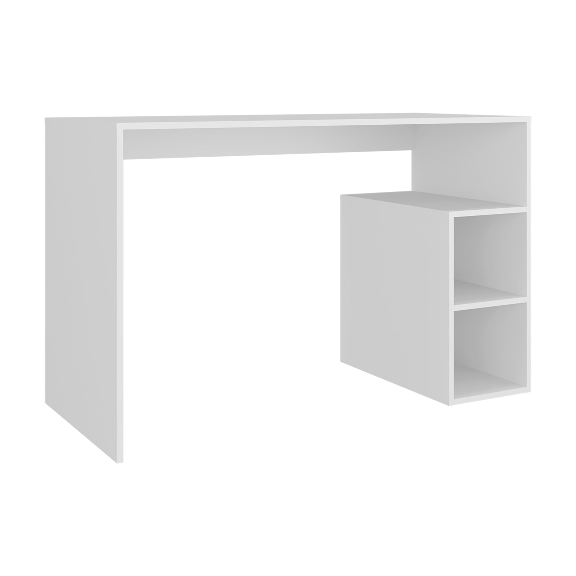 White Benson Desk - 3 Shelf Storage Workstation for Home Office
