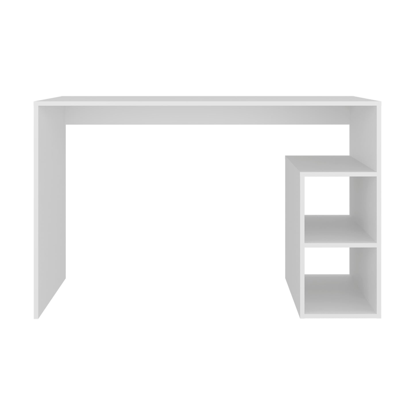White Benson Desk - 3 Shelf Storage Workstation for Home Office