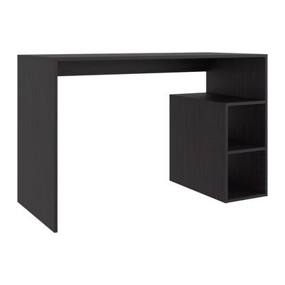 Black Engineered Wood Desk with 3 Shelves for Home Office