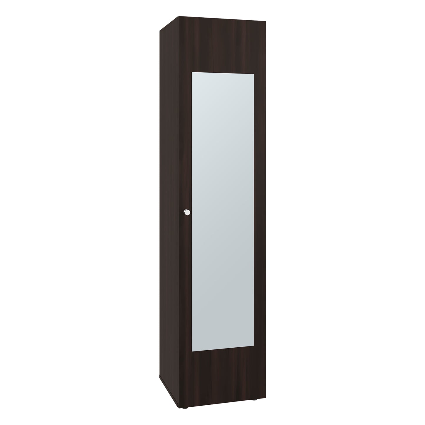 67" Dark Walnut Bedroom Wardrobe with Mirror & Storage