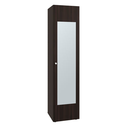 67" Dark Walnut Bedroom Wardrobe with Mirror & Storage