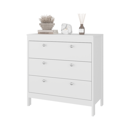White 3-Drawer Dresser - Spacious Storage Chest