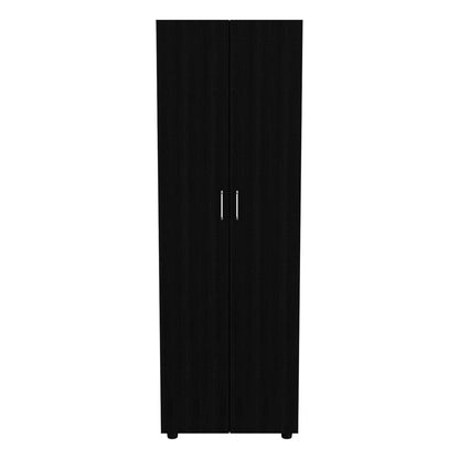 Black Armoire Organizer - 70.8" Tall, Two Shelves & Rod