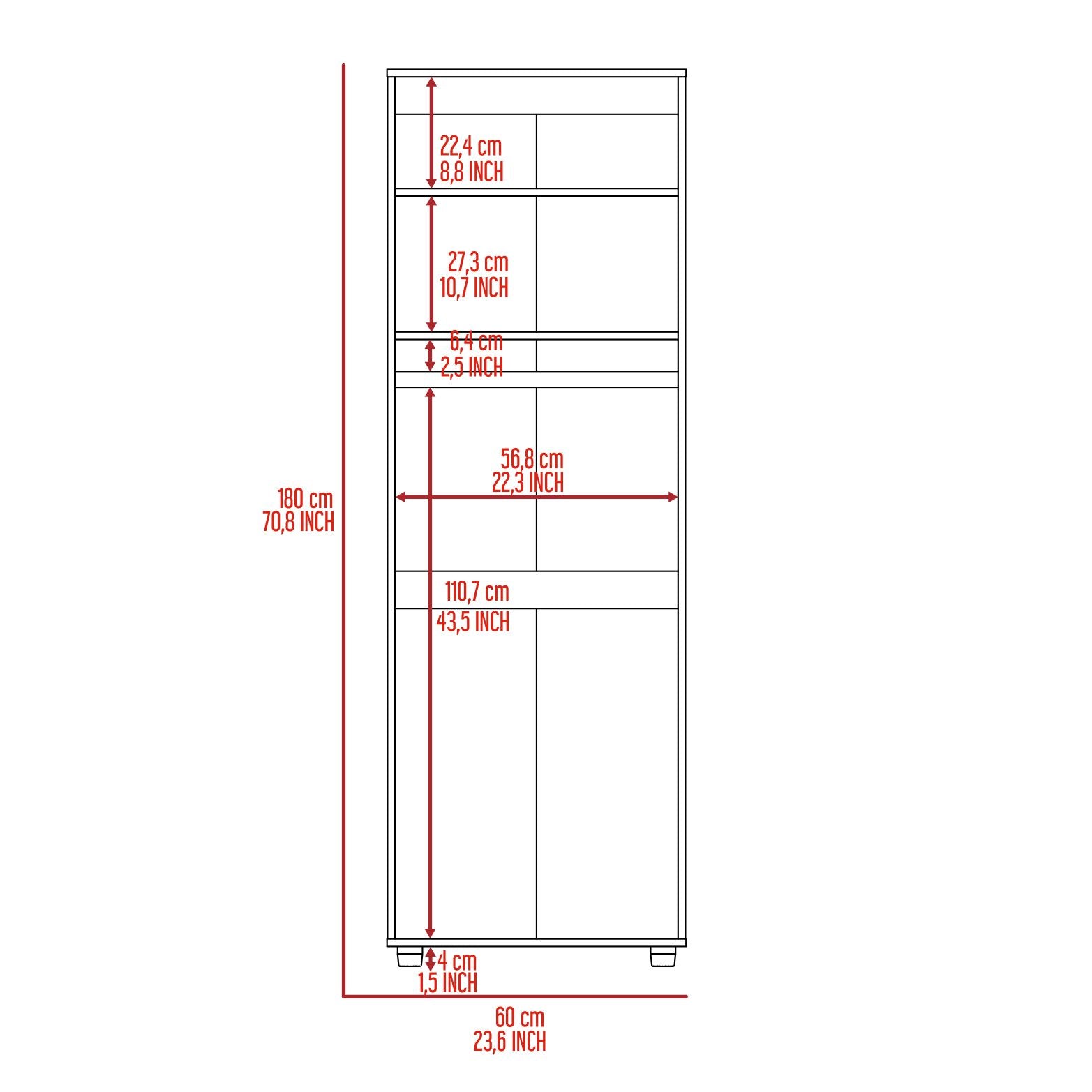 Black Armoire Organizer - 70.8" Tall, Two Shelves & Rod