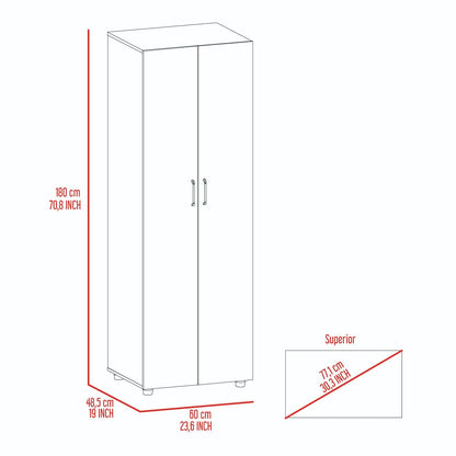 Black Armoire Organizer - 70.8" Tall, Two Shelves & Rod
