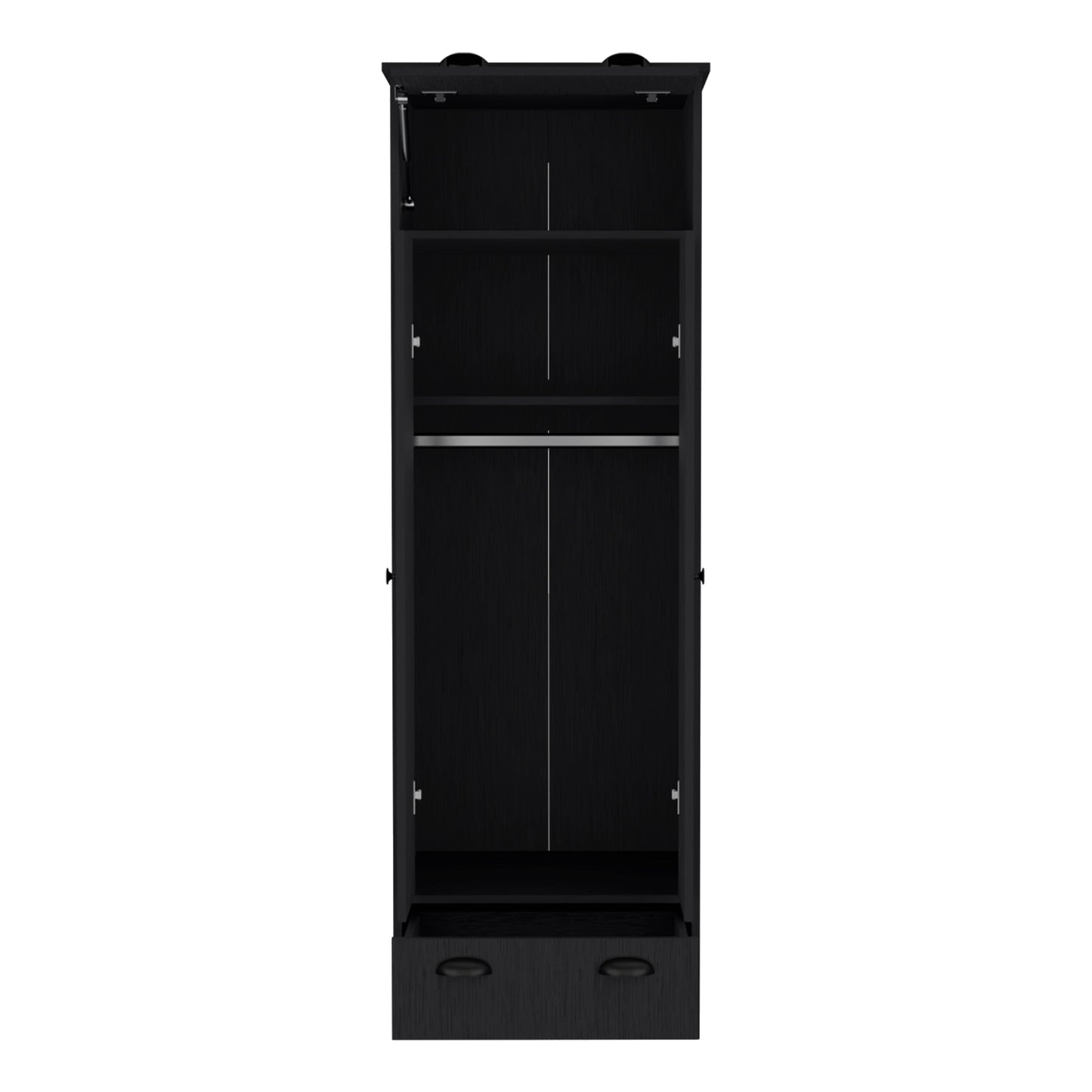 Black Dresser Closet with Upper Storage - 60" Wide