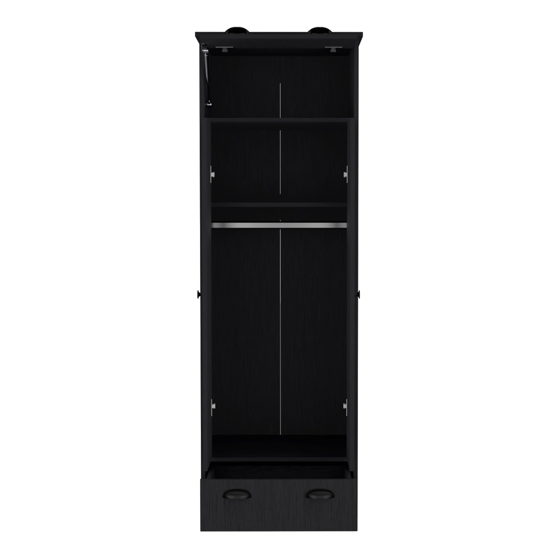 Black Dresser Closet with Upper Storage - 60" Wide