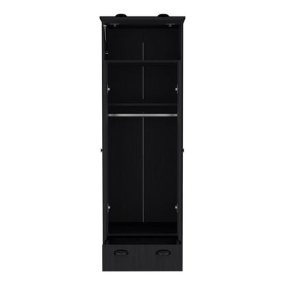 Black Dresser Closet with Upper Storage - 60" Wide