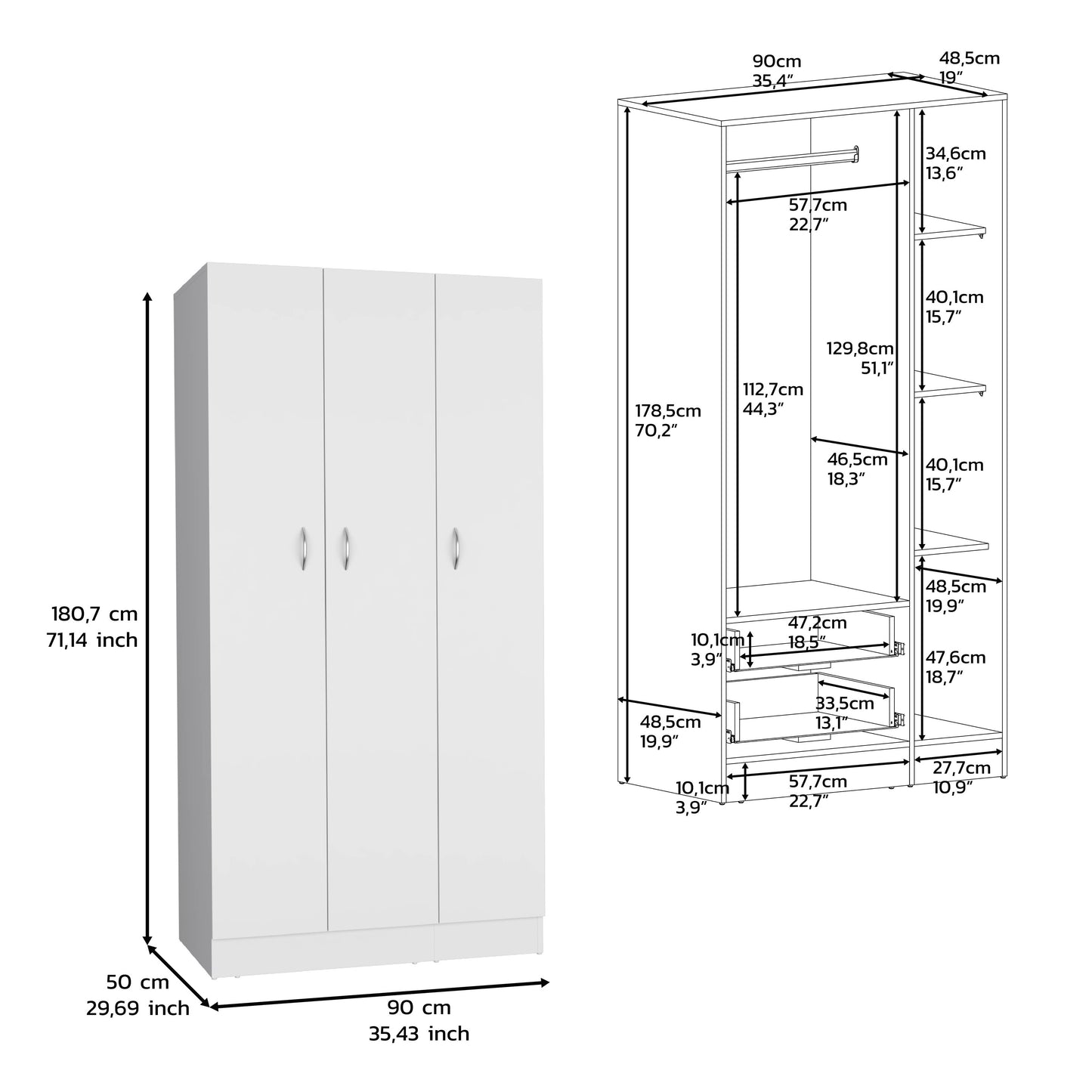 White Pine Bedroom Dresser - 36" Wide Storage Chest