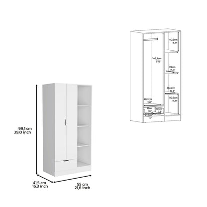 Small White Pine Dresser with 1 Drawer & Shelves