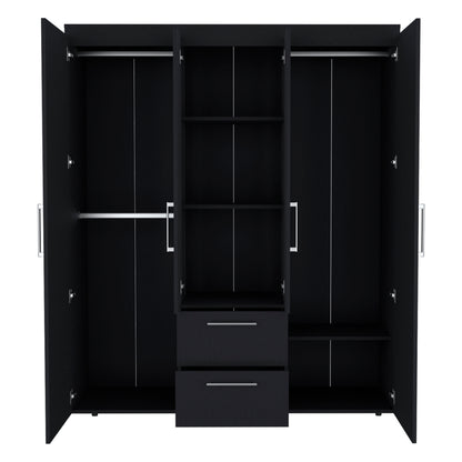 Black 60" Wide Dresser with 2 Rods & Drawers