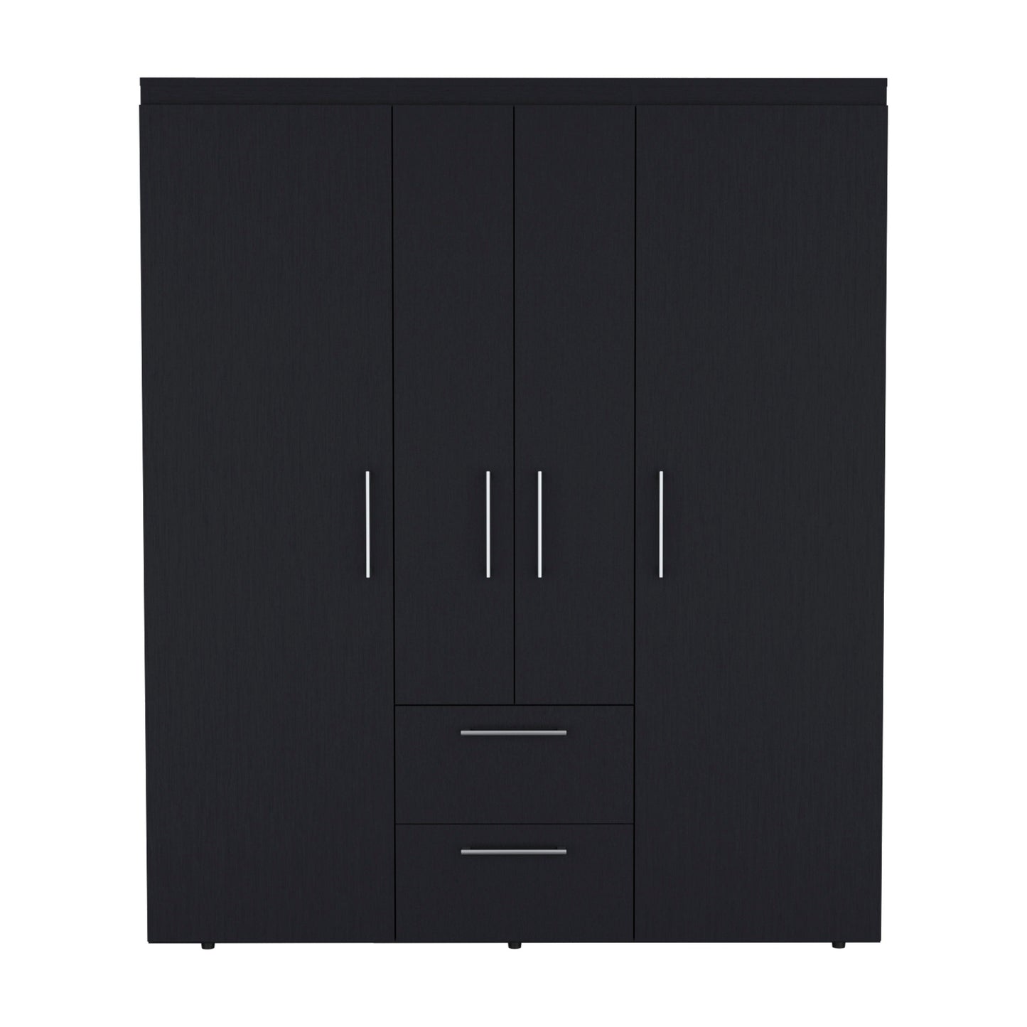 Black 60" Wide Dresser with 2 Rods & Drawers