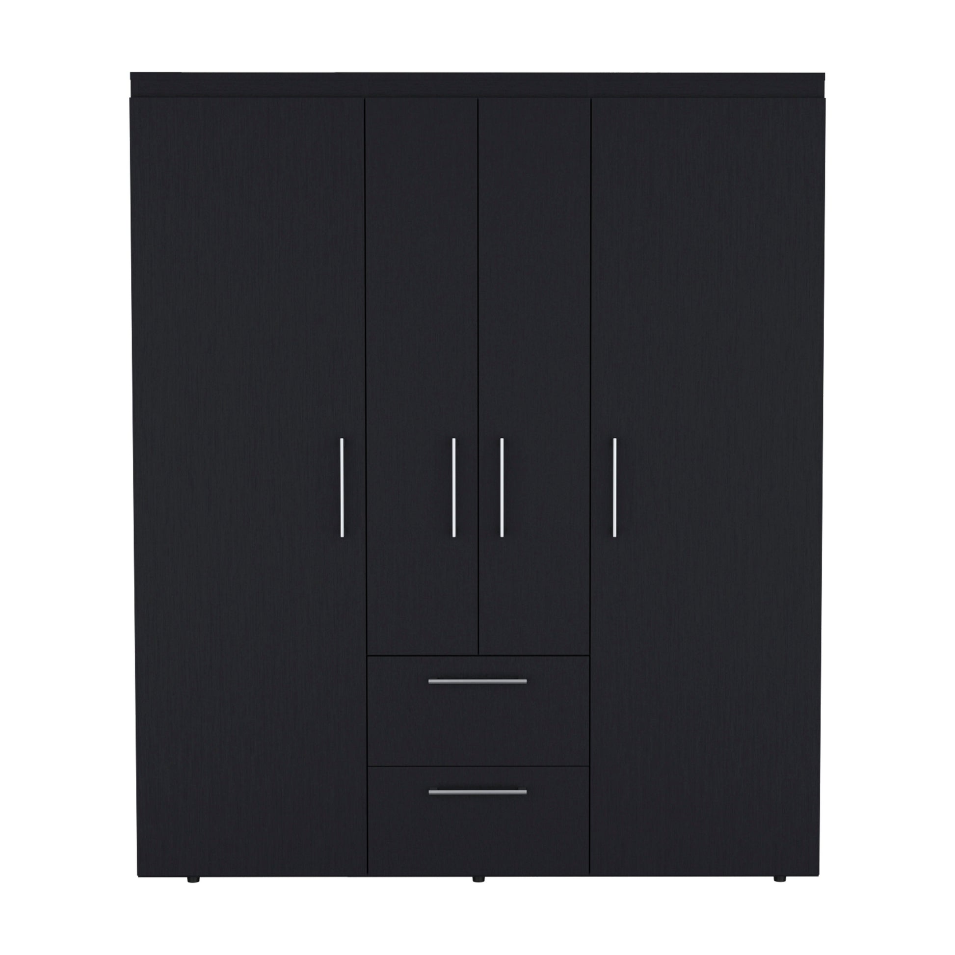 Black 60" Wide Dresser with 2 Rods & Drawers