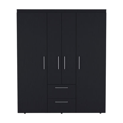 Black 60" Wide Dresser with 2 Rods & Drawers