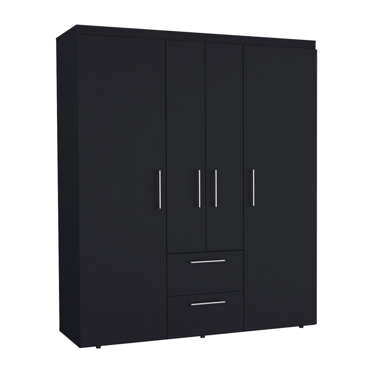 Black 60" Wide Dresser with 2 Rods & Drawers