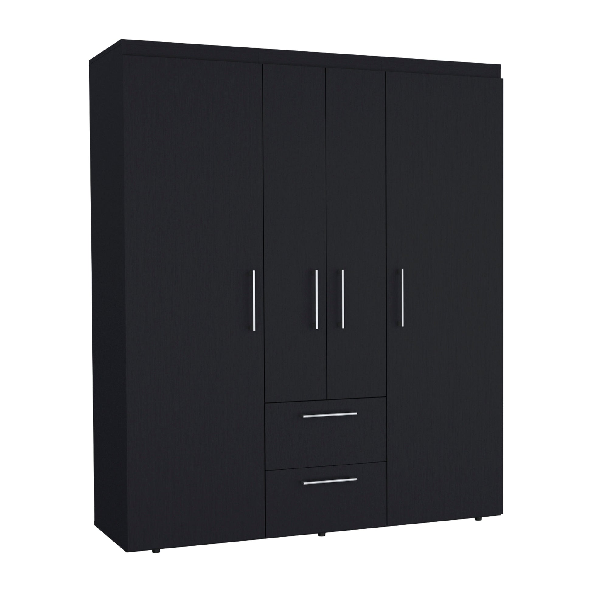 Black 60" Wide Dresser with 2 Rods & Drawers