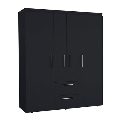 Black 60" Wide Dresser with 2 Rods & Drawers
