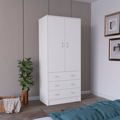 White Engineered Wood Armoire - 71" Tall Dresser