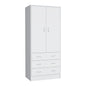 Armoire 71" H, with 2 doors, 3 drawers and 1 hanging rod, White