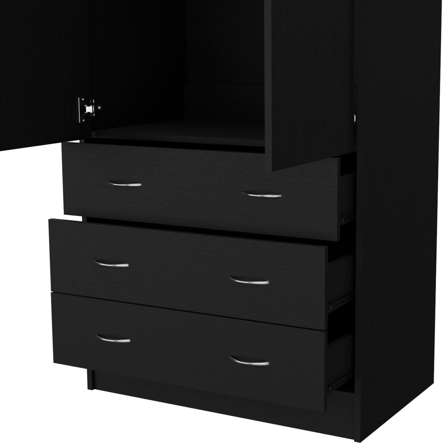 Black Armoire with Hanging Rod - 71" Storage Dresser
