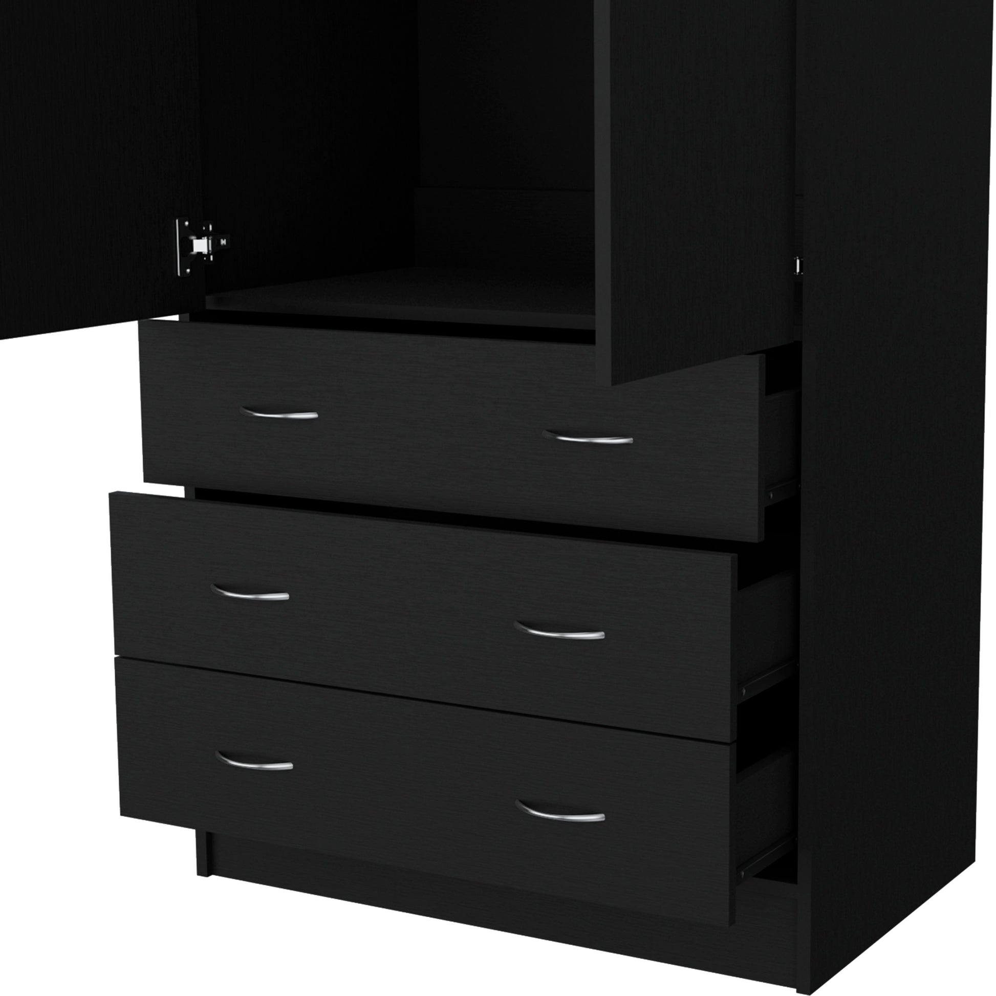 Black Armoire with Hanging Rod - 71" Storage Dresser